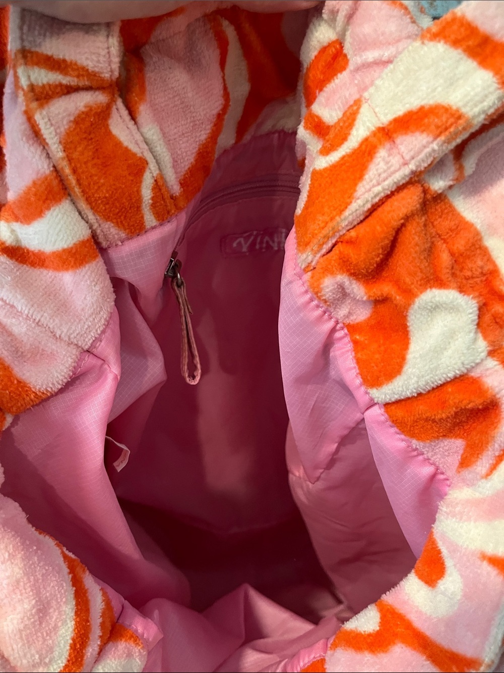 PINK Victoria's Secret Pink and Orange Swirl Terry Tote - Picture 7 of 11